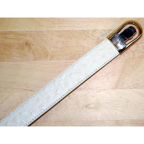 Classico Italiano White Ostrich Print Leather Belt